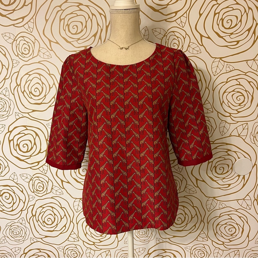 Anthropologie Ruby Belle Women Red 3/4 Sleeve Blouse
